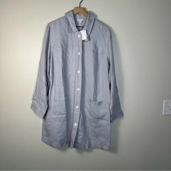 J.Jill Zinc Love Linen Oversized Button Down Tunic Shirt XL Tall - Picture 1 of 6
